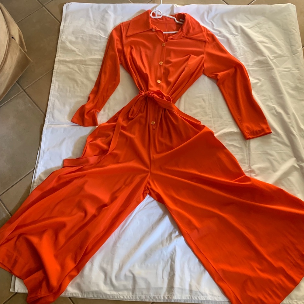 Vintage 70’s coral/orange Jumpsuit